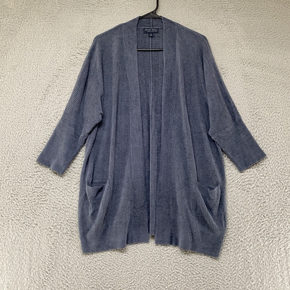 Barefoot Dreams Cardigan Sweater Womens M Blue CozyChic Ultra Lite Pockets